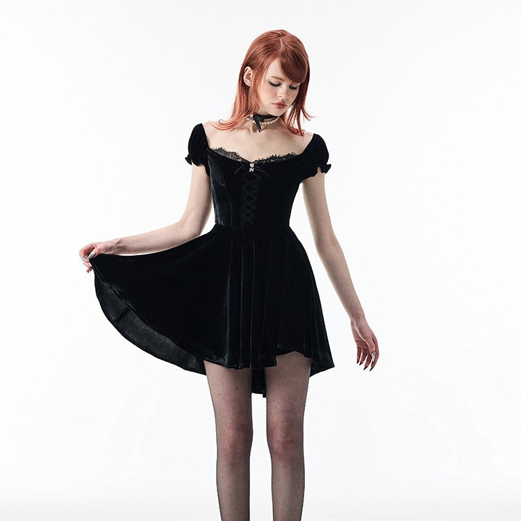 Low Neck Bubble Sleeved Dress